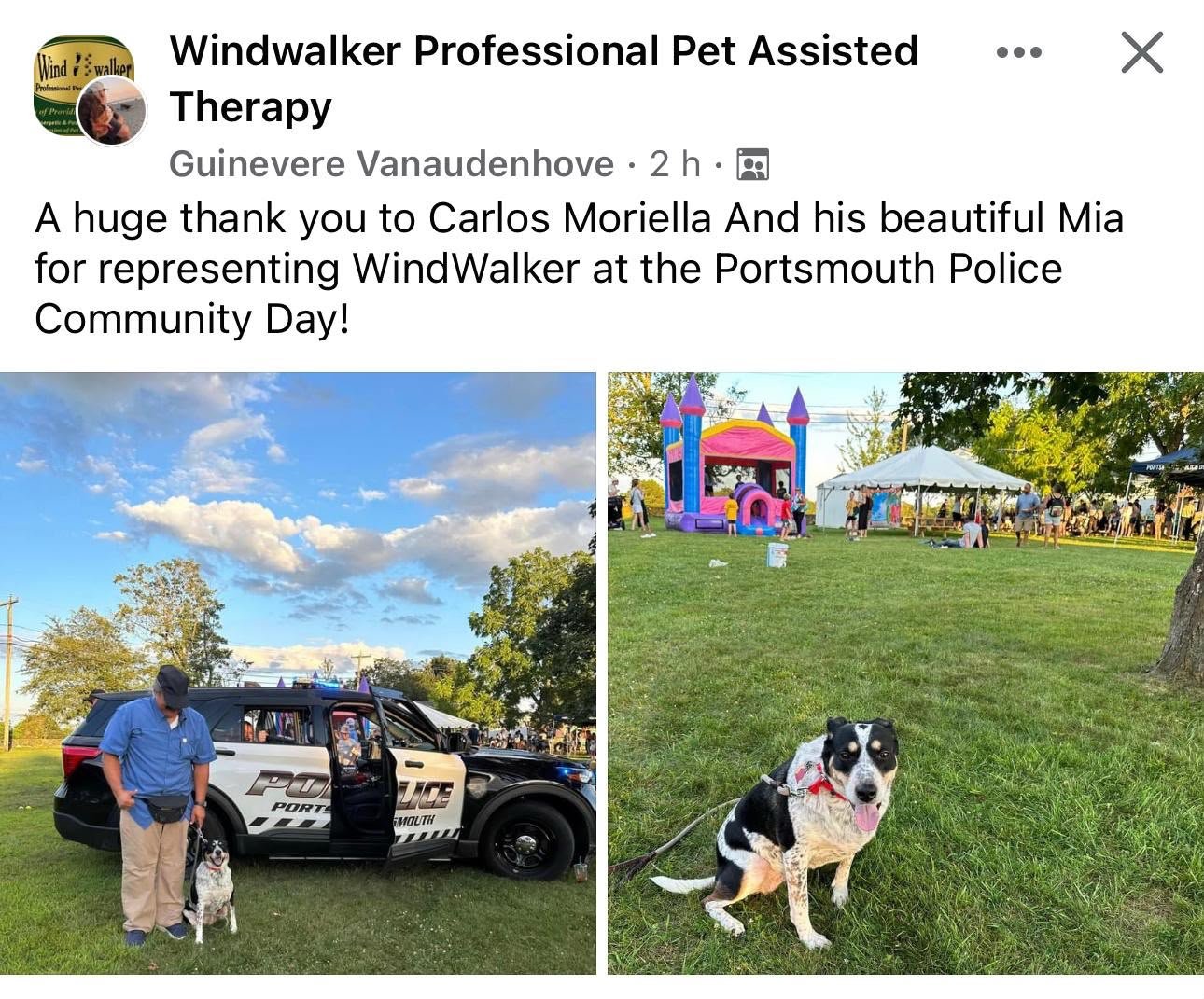 Social media documentation of Mia at Portsmouth Police Community Day